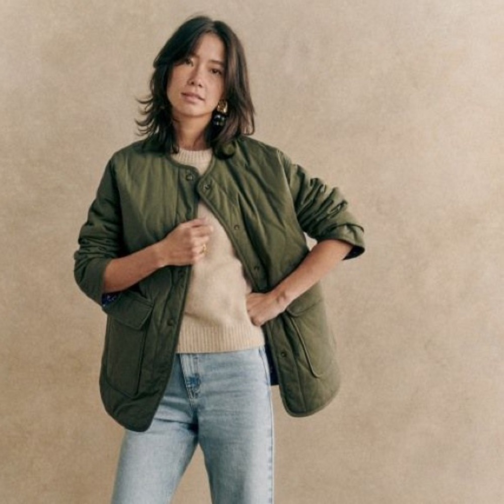 Sezane Farel Jacket 36 floral and olive